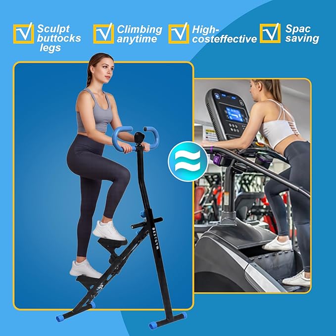 Stair Stepper for Home Gym, Vertical Climber Workout Machine for Full-Body Workout, Folding Cardio Exercise Climber with Adjustable Handles-Black