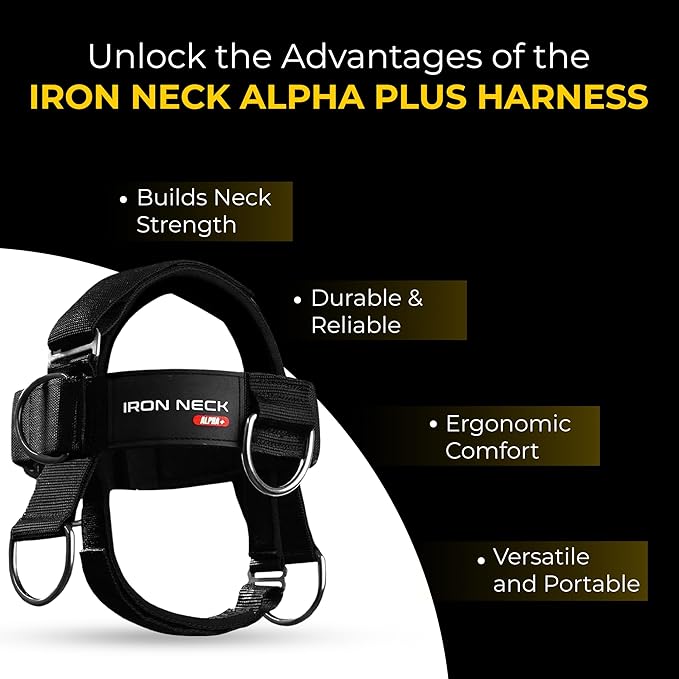 Iron Neck , Versatile Neck Exerciser, Strengthener and Trainer with Adjustable Head and Chin Strap, Portable Head Harness for Weight Lifting, Home and Gym Use