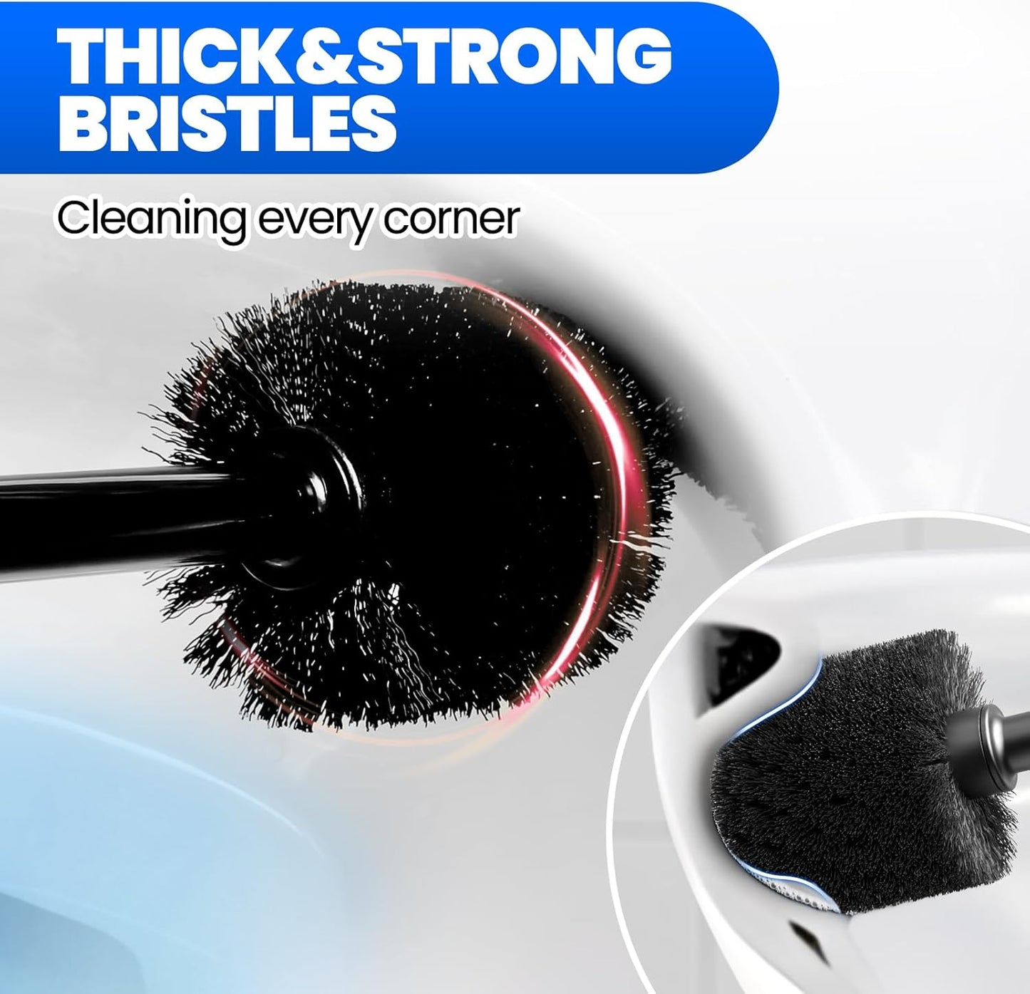4-Piece Toilet Brush and Plunger Set, Extended Handle Plunger,Toilet Bowl Brush Plunger Set,Bathroom Cleaning Tools,Cleaning Brush,Cleaning Supplies,Toilet Brush Plunger Combo,Black(20inch)
