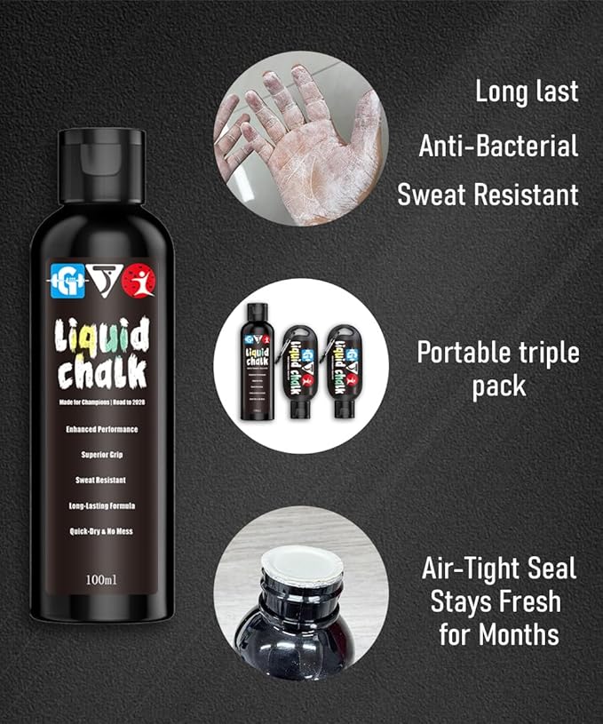 Liquid Chalk Mess-Free Gym Chalk 7’s Quick-Drying for Weightlifting, Gymnastics, Rock Climbing, Pole Dancing Sweat Resistant and Long Lasting for Stronger Hand