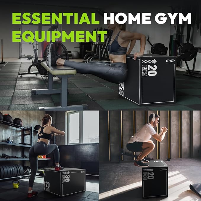 3-in-1 Plyometric Box, Jumping Exercise Equipment Trainer with Non-Slip Surface for Workout Training, Pro-Duty HIIT Exercise Foam Plyo Box, Home Gym