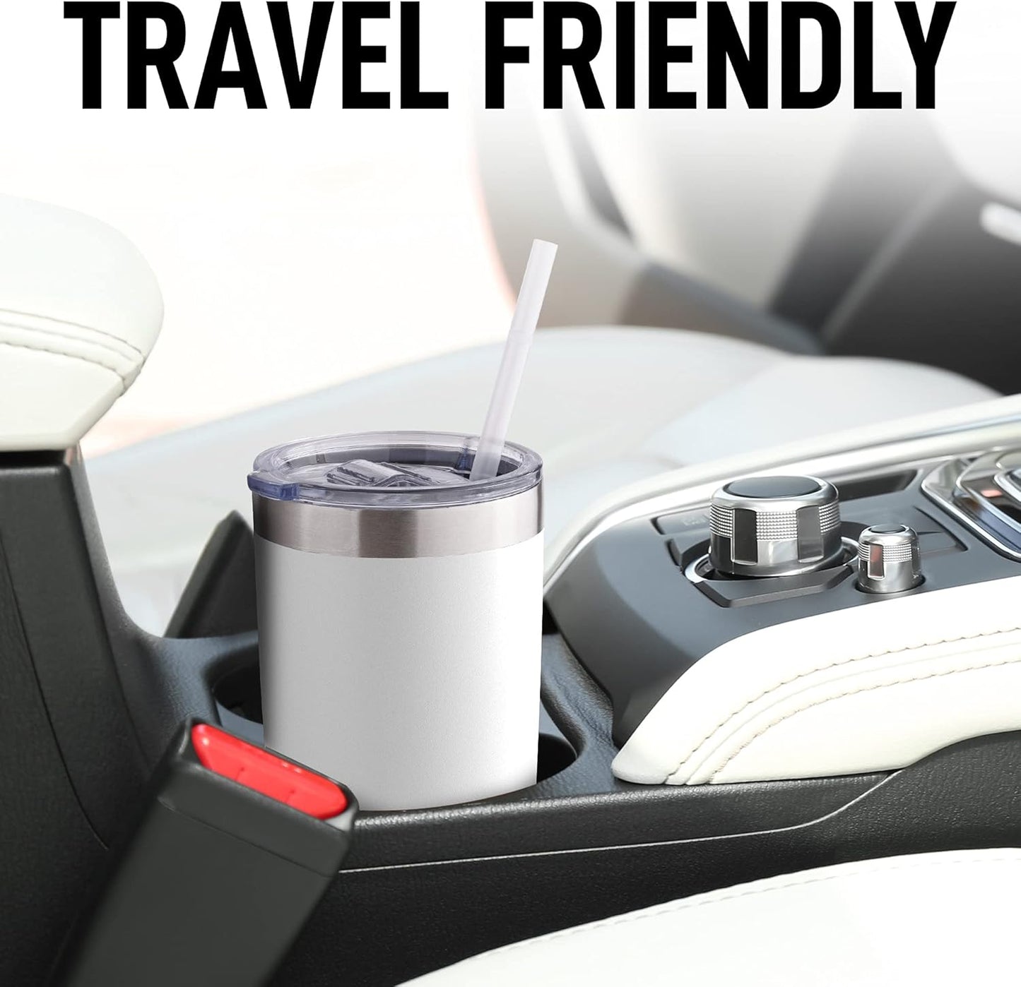 Zulay 20oz Stainless Steel Tumbler With Lid and Straw - Sweat-Free Travel Coffee Mug Tumbler Cups - Double Walled Insulated Travel Mug For Hot and Cold Drinks (White)