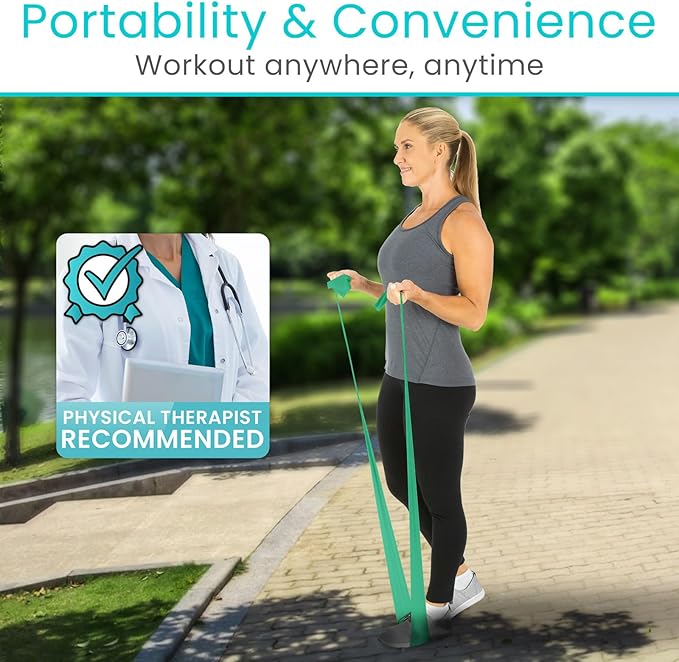 Vive Professional Resistance Bands - 25 Yard Non-Latex Roll for Physical Therapy, Lower and Upper Body Exercise Workout - Straight Elastic for Strength Training, Rehabilitation, Women, Men