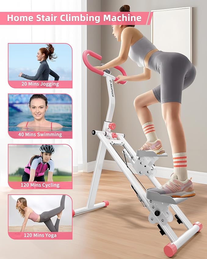 Stair Stepper for Home, Vertical Climber Workout Machine with Handlebar for Full Body Exercise Stair Climber Machine with Stable Frame & 3 Adjustable Height
