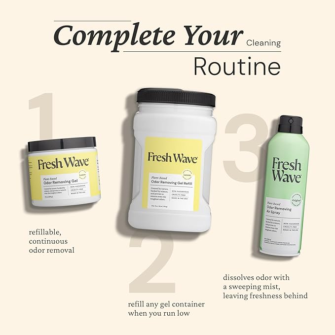 Fresh Wave Odor Eliminator Spray & Air Freshener, 8 oz. | Non-Aerosol, Fine Mist | Odor Absorbers for Home | Safer Odor Relief | Natural Plant-Based Odor Eliminator | For Furniture, Fabrics & Trash