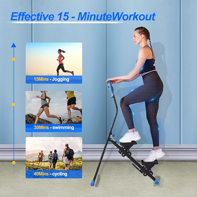 Stair Stepper for Home Gym, Vertical Climber Workout Machine for Full-Body Workout, Folding Cardio Exercise Climber with Adjustable Handles-Black