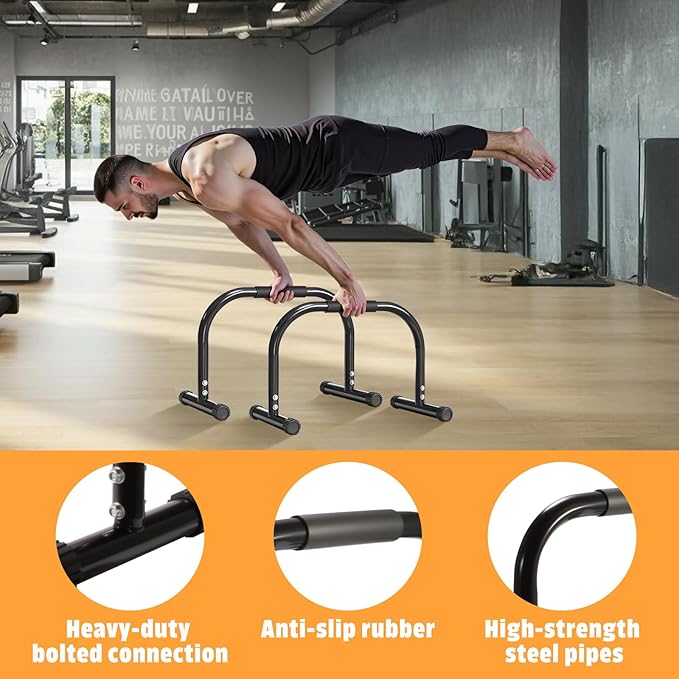 AmazeFan Parallettes Bars, High Steel Push Up Bar Strength Training For Handstands, Calisthenics Bars & Dip Bars, Calisthenic, Push Up Stands Handle for Floor Workouts Calisthenics Equipment 