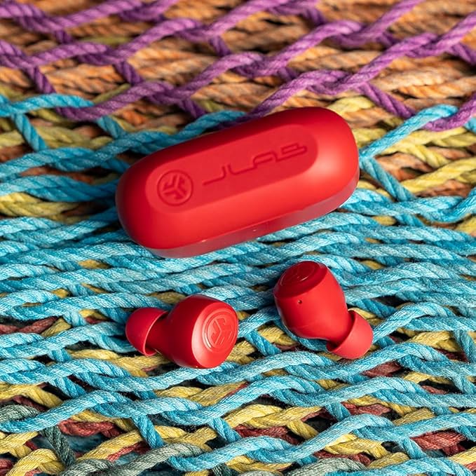 JLab Go Air Pop True Wireless Earbuds, in Ear Headphones, Bluetooth Earphones, Ear Buds with 32H Playtime, Bluetooth Earbuds with Microphone, USB Charging Case, Dual Connect, EQ3 Sound, Rose