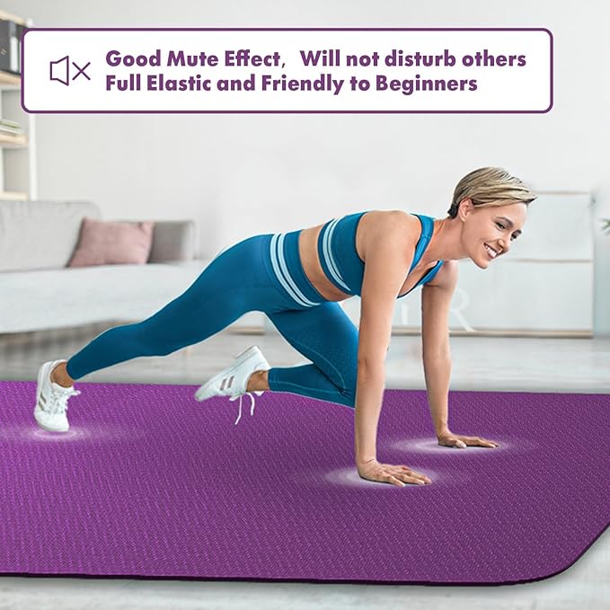 FrenzyBird Large Yoga Mat 6'x 4'(72”x 48”)—1/4" &1/3" Extra Wide Exercise Mat 183cm x 122cm Large Exercise Mat Big Home Yoga Mat Pilates Mat,Non Slip,Thick,TPE Workout Mat,for Women & Men, Yoga, Pilates, Gym and Floor Workouts Pilates