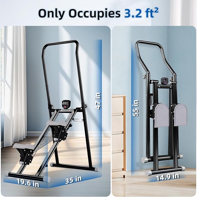 Stair Stepper with Adjustable Resistance,Upgraded Vertical Climber Machine for Home Cardio Workout,Compact Folding Stair Climber with Adjustable Handlebar & Pedals for Full Body Fitness