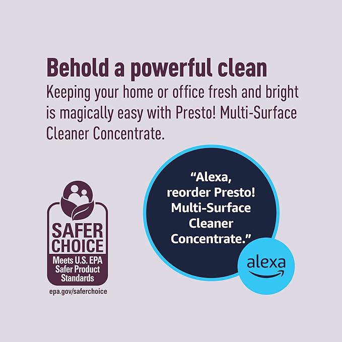 Amazon Brand – Presto! Multi-Surface Cleaner Concentrate, 2X Concentrated Formula, Lavender Scent, 32 fl oz (Pack of 2)