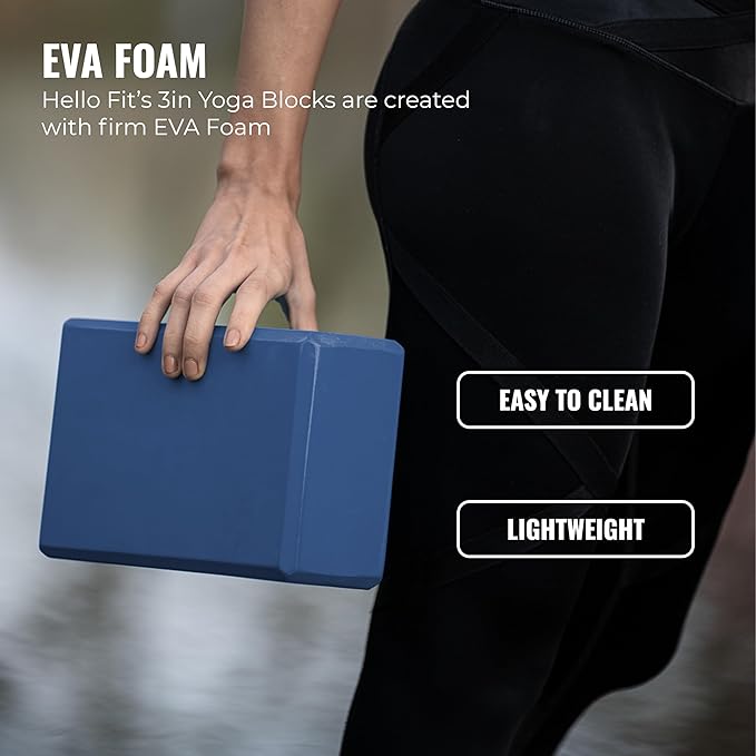 Hello Fit 3" Yoga Block, 20 Pack Bulk EVA Foam Yoga Blocks, Firm and Supportive Yoga Brick, Balance Foam for Stretching, Pilates, and Workout, 3" x 6" x 9"