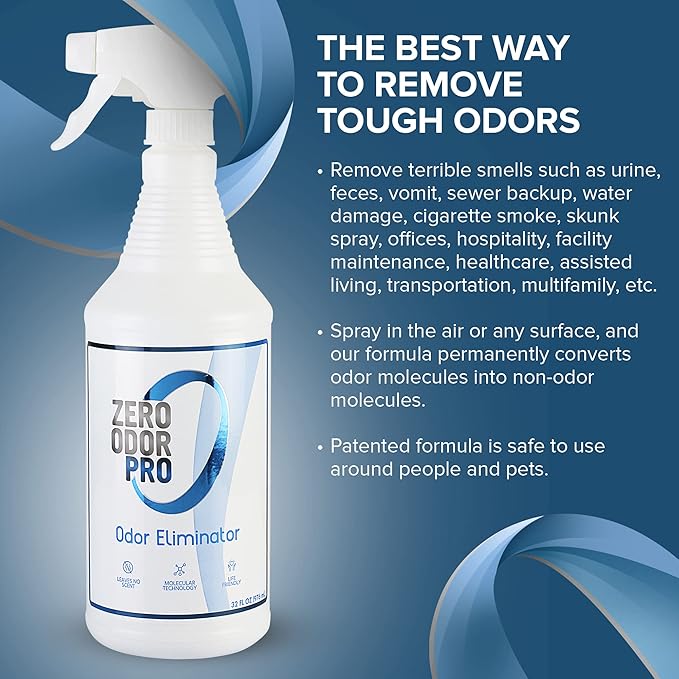 Zero Odor Pro - Commercial Strength Eliminator Odor Neutralizer, Room Deodorizer Odor Eliminator Musty Smell - Strongest Odor Eliminator Trigger Spray, (32-ounce)