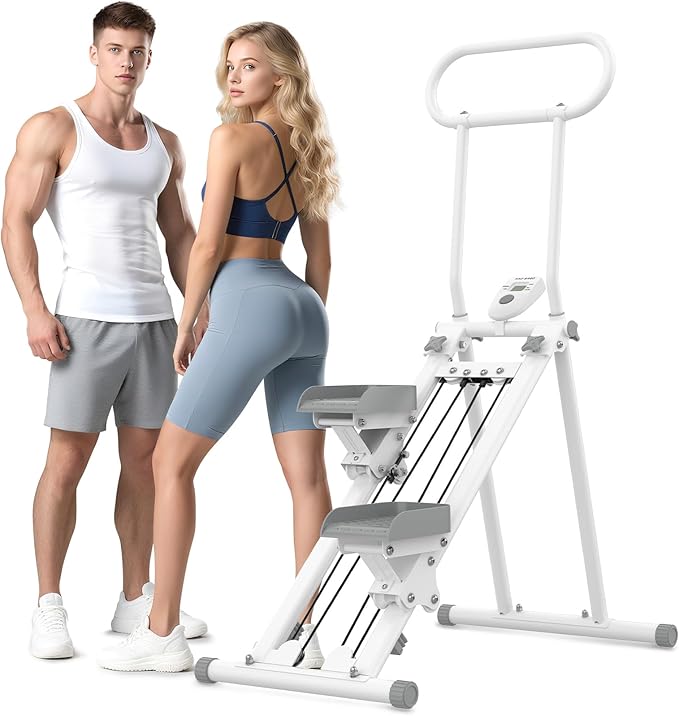 Stair Stepper for Exercise at Home, Folding Stairmaster Machine for Cardio Fitness, Vertical Stair Climber with Adjustable Handlebar, Portable Steppers with 310lbs Loading Capacity