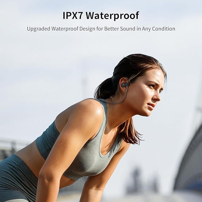 Bluetooth Headphones Wireless Earbuds with Spatial Audio Deep Bass Stereo Sound Isolation Bluetooth 5.4 IPX7 Waterproof Headphones with Digital Display Running Earphones for Sports, Gym, Workout