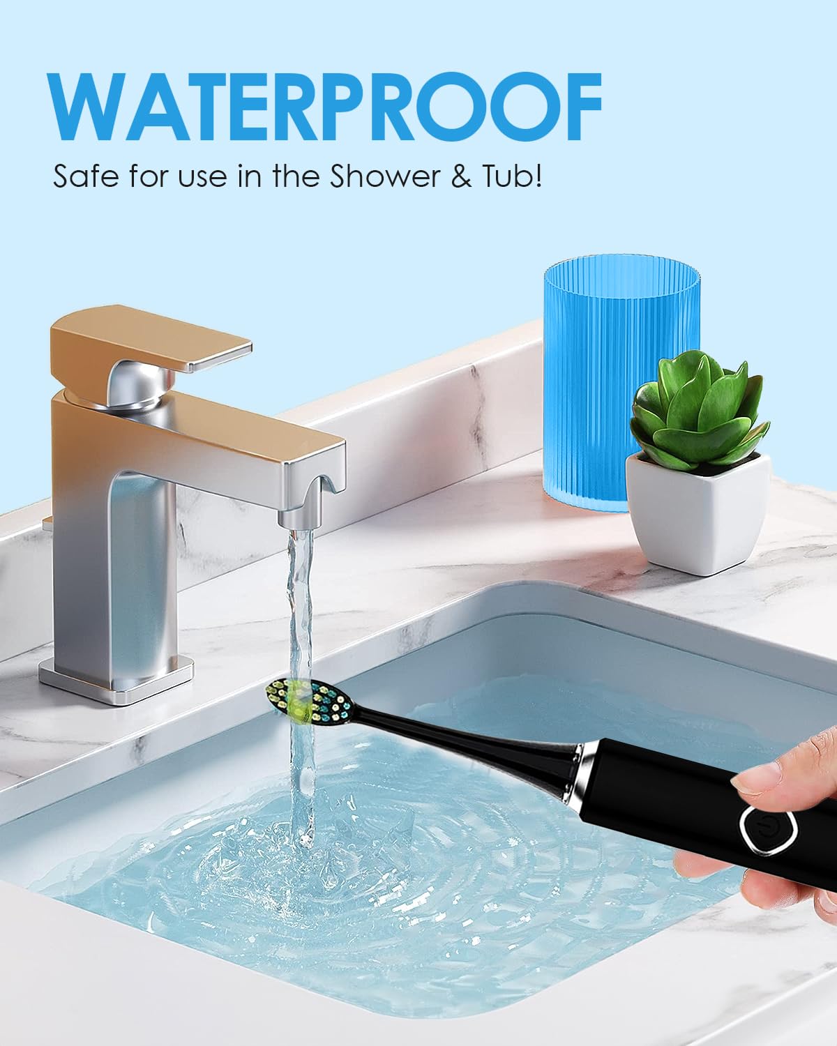 Voom Sonic Pro 7 Series Rechargeable Electronic Toothbrush, Advanced Oral Care Technology, 2-Minute Timer w/Quadrant Pacing, 5 Adjustable Speeds, Magnetic Levitation, 100% Waterproof, Black (VM-20946)