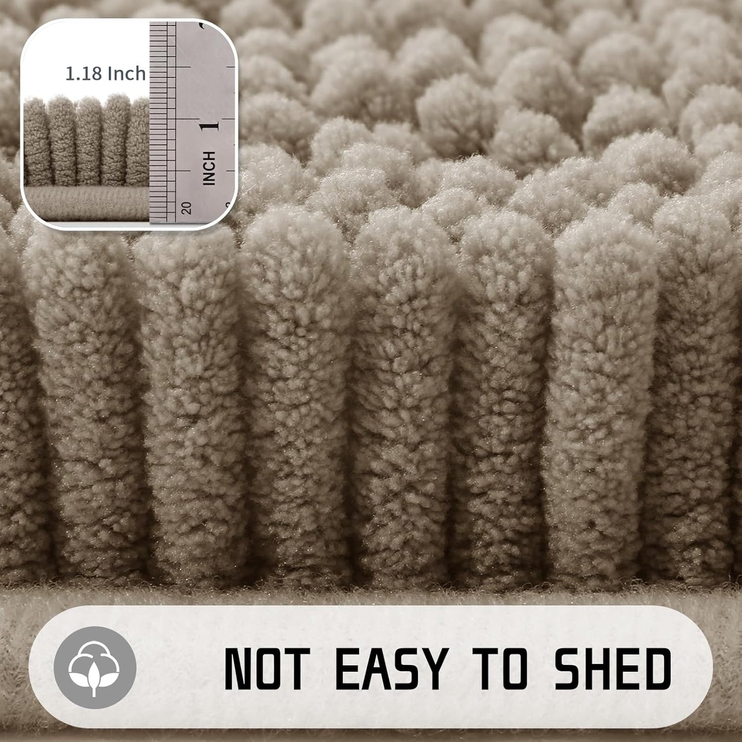 Yimobra Washable Bathroom Rugs, Super Soft & Absorbent Chenille Bath Mat for Floor & Carpet, Quick Dry Non Slip Bath Mat for Tub Shower, 24" x 17",Camel