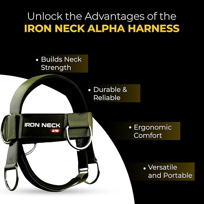 Iron Neck , Versatile Neck Exerciser, Strengthener and Trainer with Adjustable Head and Chin Strap, Portable Head Harness for Weight Lifting, Home and Gym Use