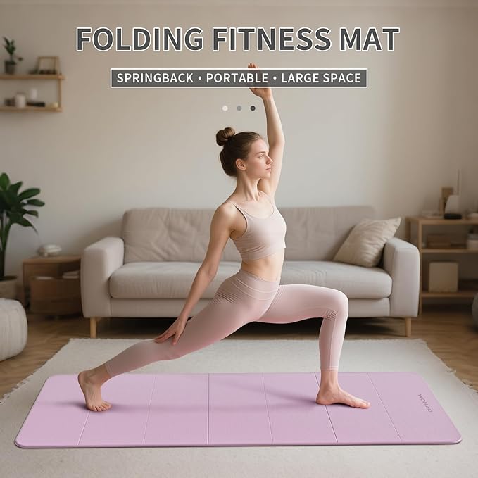 7-Fold Yoga Mat 70"x24" - 1/2 Inch Thick Folding Exercise Mat, Compact Non-Slip TPE Mat for Travel, Storage, Yoga & Home Gym, Lightweight & Portable