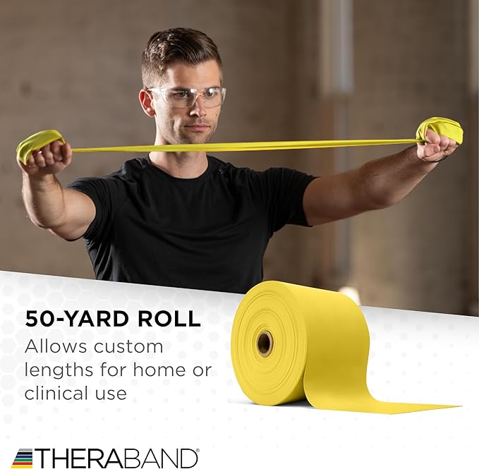 THERABAND Resistance Band, Black, Special Heavy, 50-Yard Roll, Latex Elastic Band for Exercise