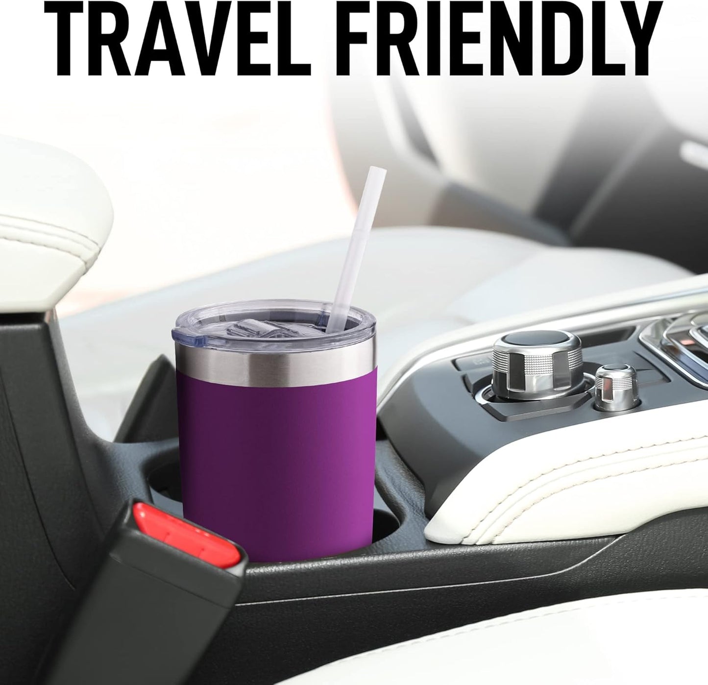 Zulay 20oz Stainless Steel Tumbler With Lid and Straw - Sweat-Free Travel Coffee Mug Tumbler Cups - Double Walled Insulated Travel Mug For Hot and Cold Drinks (Plum)