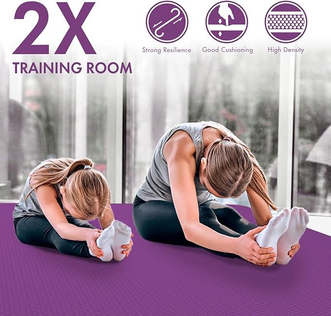 FrenzyBird Large Yoga Mat 6'x 4'(72”x 48”)—1/4" &1/3" Extra Wide Exercise Mat 183cm x 122cm Large Exercise Mat Big Home Yoga Mat Pilates Mat,Non Slip,Thick,TPE Workout Mat,for Women & Men, Yoga, Pilates, Gym and Floor Workouts Pilates
