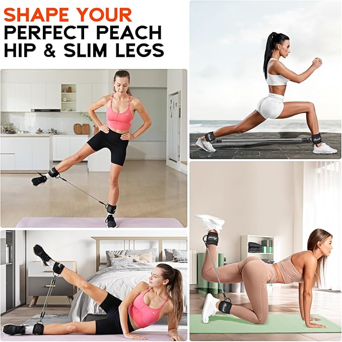 HPYGN Ankle Resistance Bands, Ankle Bands for Working Out with Cuffs, Resistance Bands for Leg Butt Training Workout Equipment for Kickbacks Hip Gluteus Training, Ankle Strap with Exercise Bands