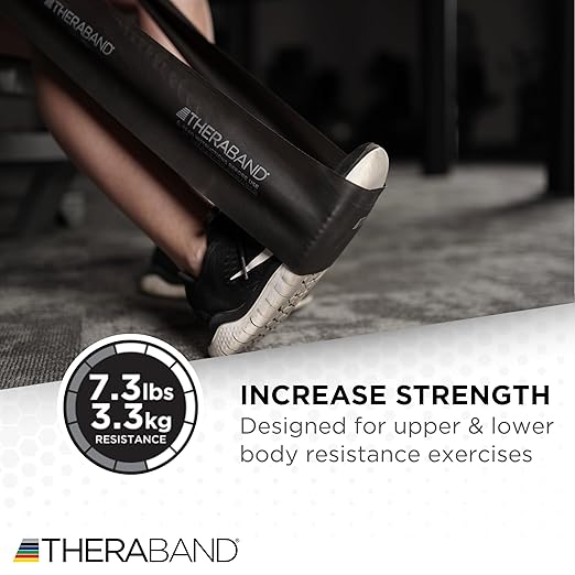 THERABAND Resistance Bands Set, Advanced Kit, Blue, Black, Silver, Latex Elastic Bands for Exercise & Physical Therapy, Strength Training Bands for Upper & Lower Body Fitness