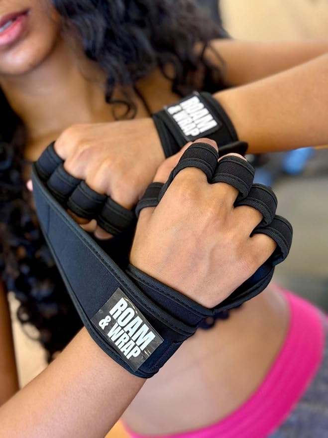 Roam & Wrap - Premium Weightlifting Gloves for Men & Women – Full Palm Protection, Non-Slip Grip, Wrist Support Straps, Breathable Workout Gloves for Gym & Training