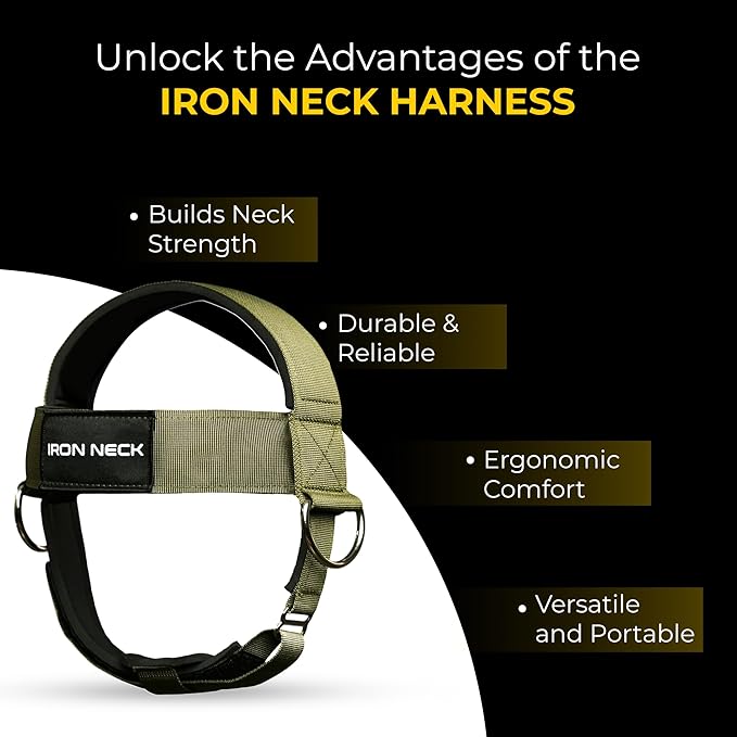 Iron Neck , Versatile Neck Exerciser, Strengthener and Trainer with Adjustable Head and Chin Strap, Portable Head Harness for Weight Lifting, Home and Gym Use