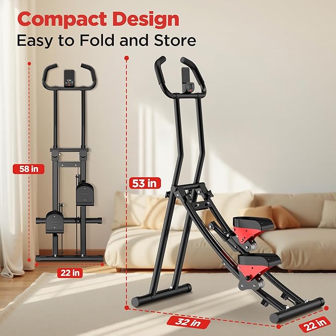 Stair Stepper for Home Gym, Folding Stair Climber for Full Body Workout with Adjustable Handlebar & Pedals, Compact Vertical Climber Cardio Exercise Machine for Women & Men