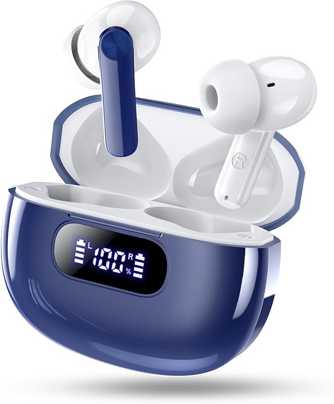Wireless Earbuds, Bluetooth 5.3 Headphones LED Power Display, 2025 New Wireless Earphones, 4 ENC Noise Cancelling Mic, HiFi Stereo, 48H Playtime Mini Case IP7 Waterproof for iOS Android