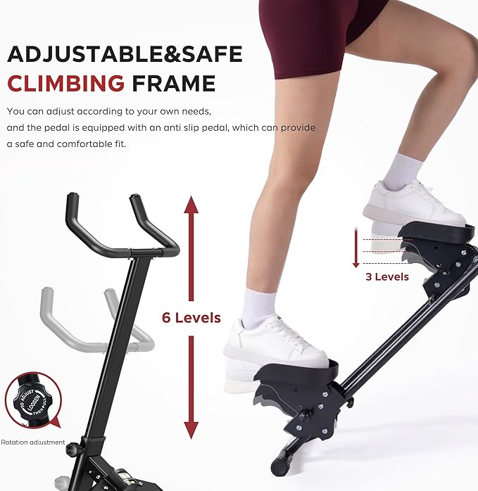 SogesPower Stair Stepper for Home,Folding Vertical Stair Climber with Adjustable Pedals & Handlebar, Cardio Climbing Exercise Machine for Full-Body Workout, Stair Master for Women Men,Black