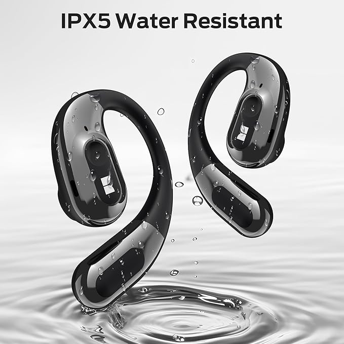 Monster Open Ear Headphones AC330, Wireless Earbuds Bluetooth 5.4 with Clear Talk, Stylish Rotating Case with Lanyard, Type-C Charging, Comfort Fit, 24H Playback, IPX5 Water Resistant, Black