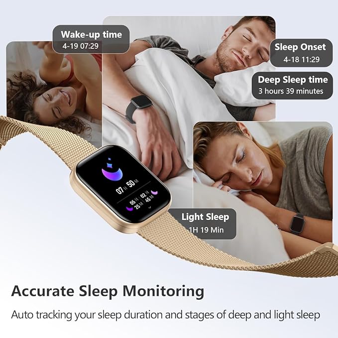 FITVII Health & Fitness Tracker 2024 (Answer/Make Calls), Smart Watch with 24/7 Heart Rate and Blood Pressure, Sleep Tracking, Blood Oxygen Monitor, 120+ Sport Mode Waterproof Activity Tracker
