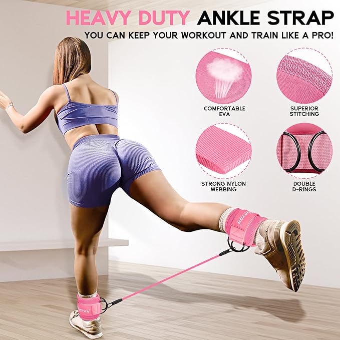 HPYGN Ankle Resistance Bands, Ankle Bands for Working Out with Cuffs, Resistance Bands for Leg Butt Training Workout Equipment for Kickbacks Hip Gluteus Training, Ankle Strap with Exercise Bands