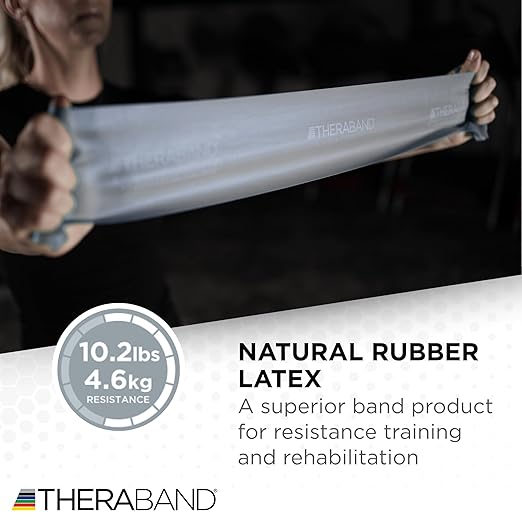 THERABAND Resistance Bands Set, Advanced Kit, Blue, Black, Silver, Latex Elastic Bands for Exercise & Physical Therapy, Strength Training Bands for Upper & Lower Body Fitness