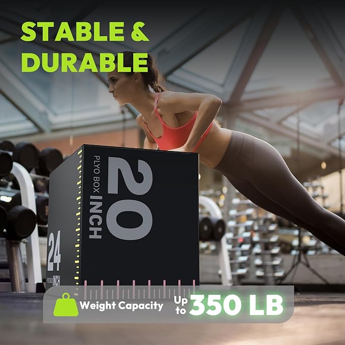 3-in-1 Plyometric Box, Jumping Exercise Equipment Trainer with Non-Slip Surface for Workout Training, Pro-Duty HIIT Exercise Foam Plyo Box, Home Gym