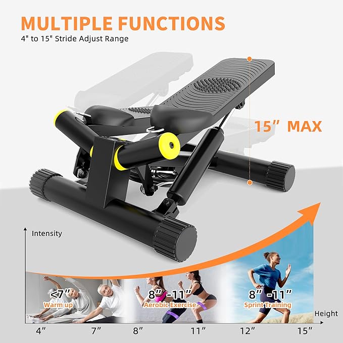 ZIWWVY- Mini Twist Stepper, Stepper Machine with 330LBS Weight Capacity, Mini Stepper for Full Body Workout, Adjustable Step Height, Smooth and Quiet, Step Machine for Men Women