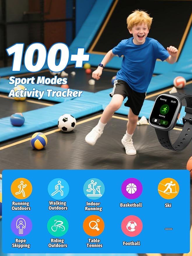 Upgraded Kids Smart Watch Fitness Tracker, 1.85" Screen with 12 Puzzle Games, Heart Rate Sleep Monitor, Pedometer, Waterproof Activity Tracker with/Without APP for Boys Girls