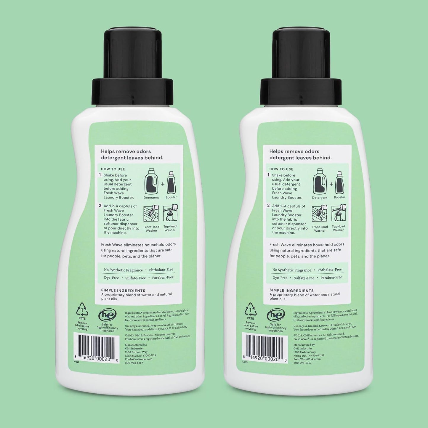 Fresh Wave Odor Removing Laundry Booster, 24 fl. Oz., Pack of 2 - Laundry Scent Booster, Safer Odor Relief, Natural Plant-Based Odor Eliminator, Pet Bedding, Activewear, Blankets & Fabrics