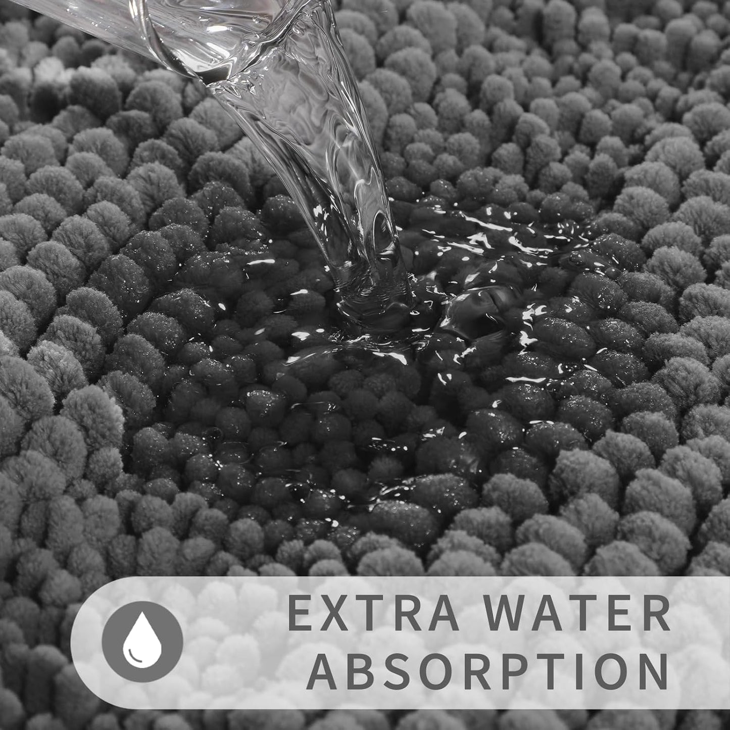 Yimobra Toilet Rugs U Shaped Washable 24 x 20, Non Slip and Super Absorbent Toilet Mat, Quick Dry, Ultra Luxury Microfiber Chenille Plush Fluffy Contour Bath Rugs for Toilet Base, Dark Gray