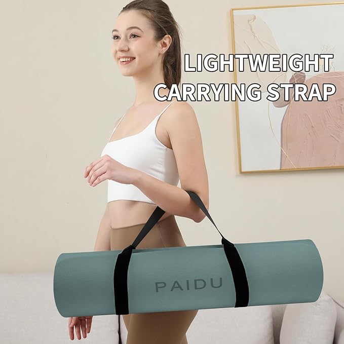 Yoga Mat Non Slip Anti-tear,extra thick-2/5 inch(10MM)High Resiliency Professional POE Yoga Mats for Women Men Kids,72"x24"inch,Workout, Yoga, Pilates and Floor Exercise, with Carrier Strap