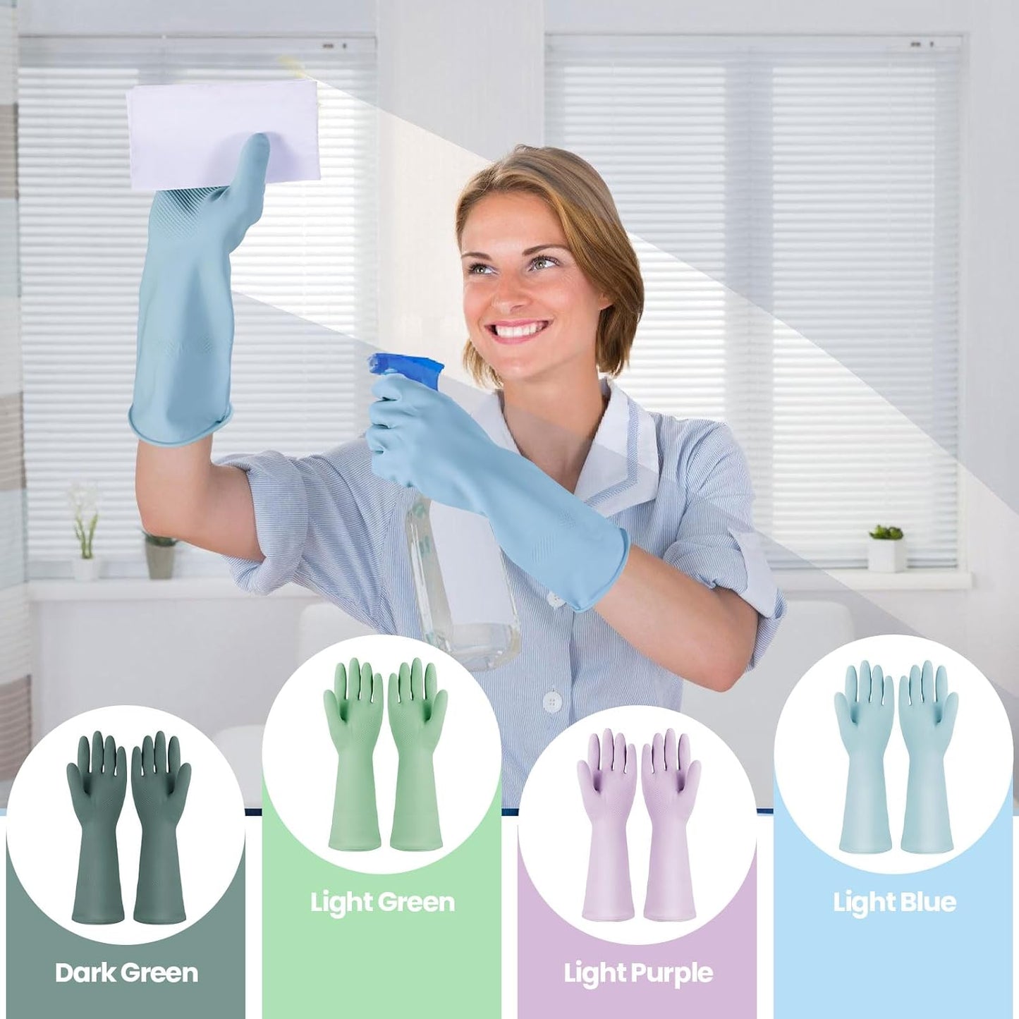 Rubber Kitchen Dishwashing Gloves, 4/5 Pairs Eusable Cleaning Gloves for Washing Dishes, Household Cleaning, Pet Care