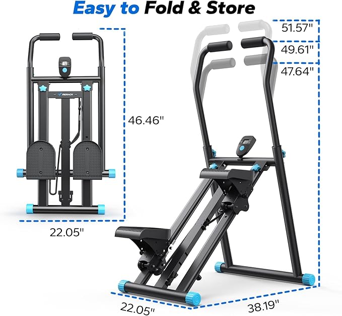 MERACH Stair Stepper Pro-3-Level Resistance Stairmaster, Upgrade High-Efficiency Stairmaster for Home Gym Exercise, Compact Folding Cardio Stair Climber with Adjustable Pedal