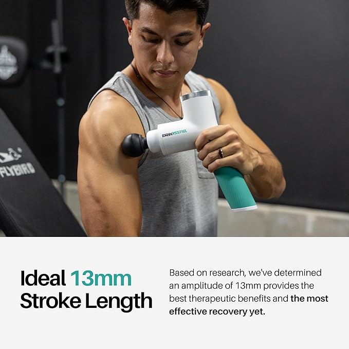 Ekrin Athletics White Kestrel Percussive Massager - Enhanced Precision & Comfort for Elite Muscle Recovery & Wellness - Relieve Sore Muscles and Stiffness