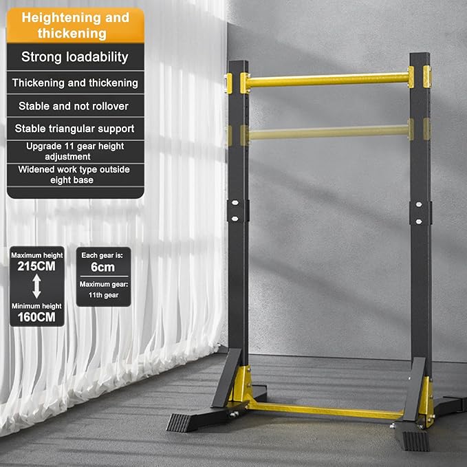 Pull Up Bar Free Standing, 400LBS Capacity Pull Up Station with 11 Adjustable Heights, Multifunctional Chin Up Bar for Home Gym, Strength Training Equipment for Dip Push Up Vertical Knee Raise