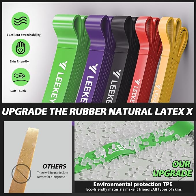 LEEKEY Resistance Bands Set for Pull-Up Assistance & Full-Body Training, Multi-Level Exercise Bands with Bag for Home Workouts, Physical Therapy, Strength Training (Men/Women)