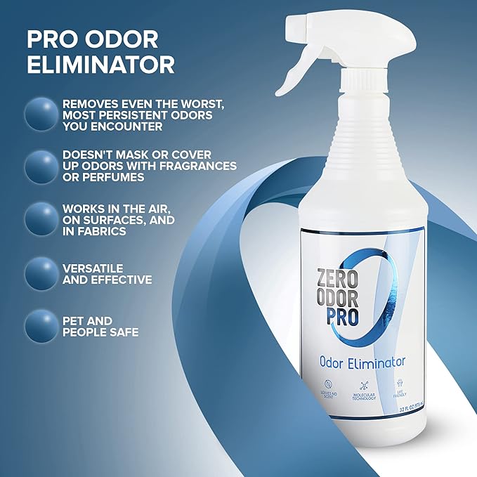 Zero Odor Pro - Commercial Strength Eliminator Odor Neutralizer, Room Deodorizer Odor Eliminator Musty Smell - Strongest Odor Eliminator Trigger Spray, (32-ounce)