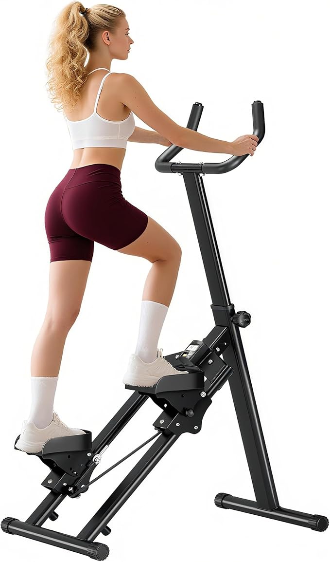 SogesPower Stair Stepper for Home,Folding Vertical Stair Climber with Adjustable Pedals & Handlebar, Cardio Climbing Exercise Machine for Full-Body Workout, Stair Master for Women Men,Black